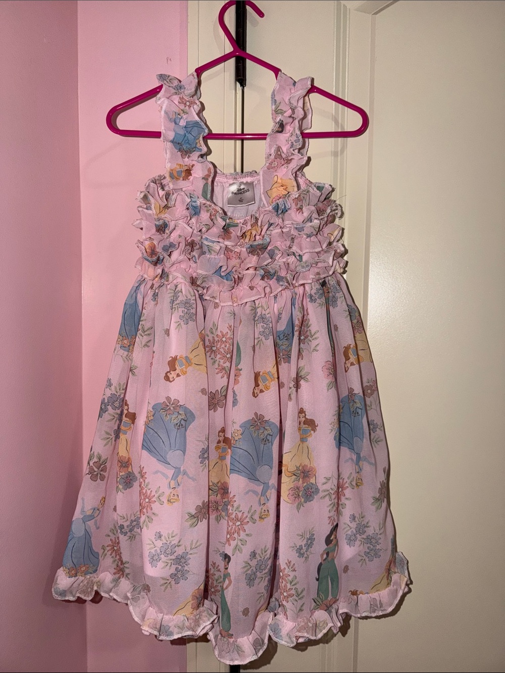 Pink Princess Print Ruffle Dress - Picture 3 of 4